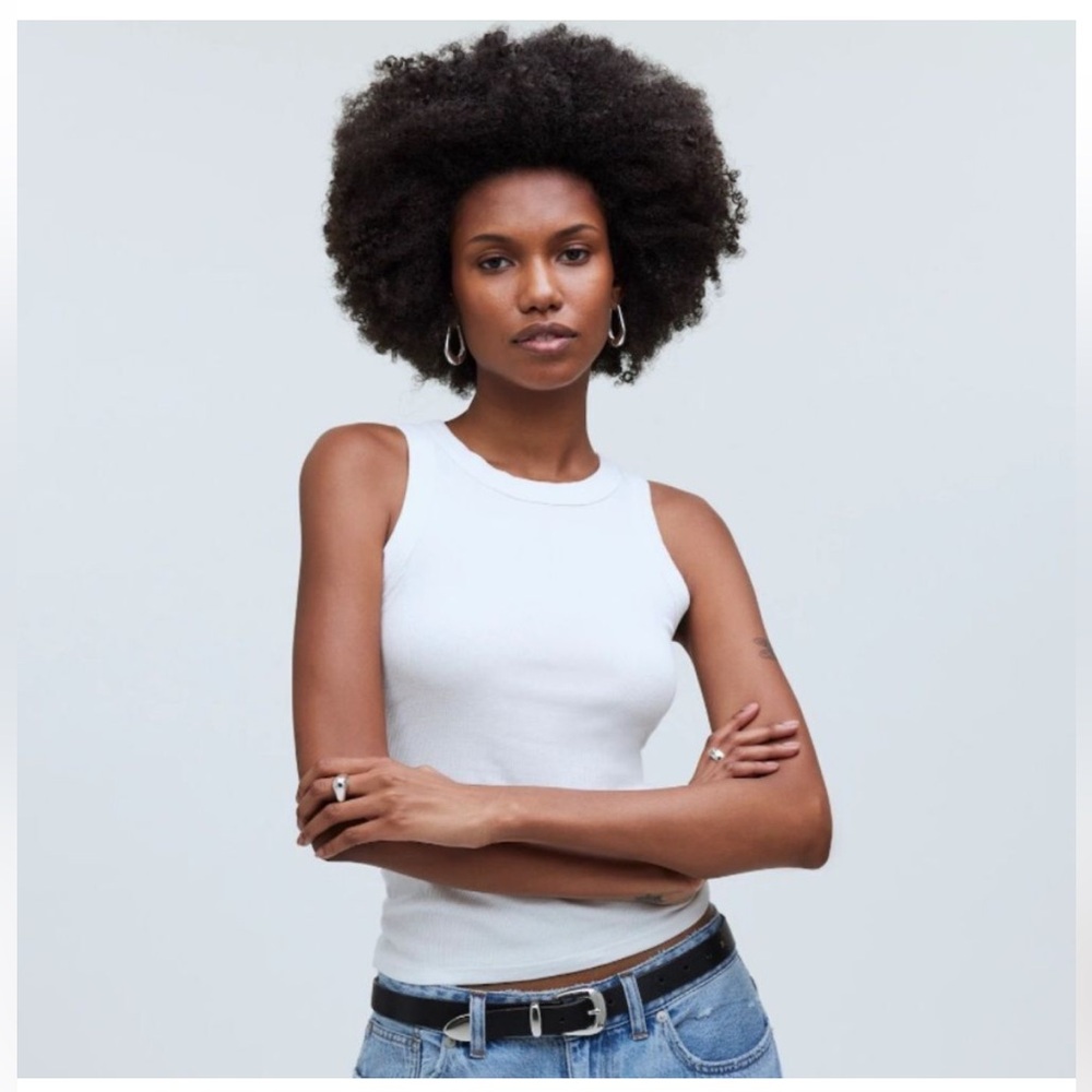 Madewell Top XXS Summer Rib Cutaway Tank White